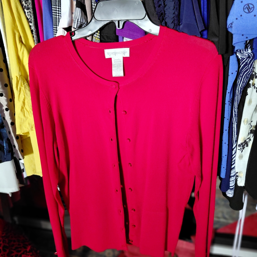 Bright Pink Button-Up Cardigan